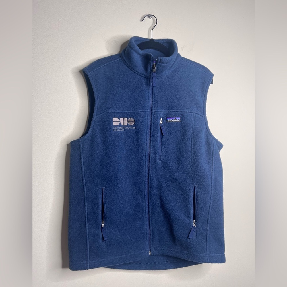 Patagonia mens better sweater blue fleece vest medium company logo